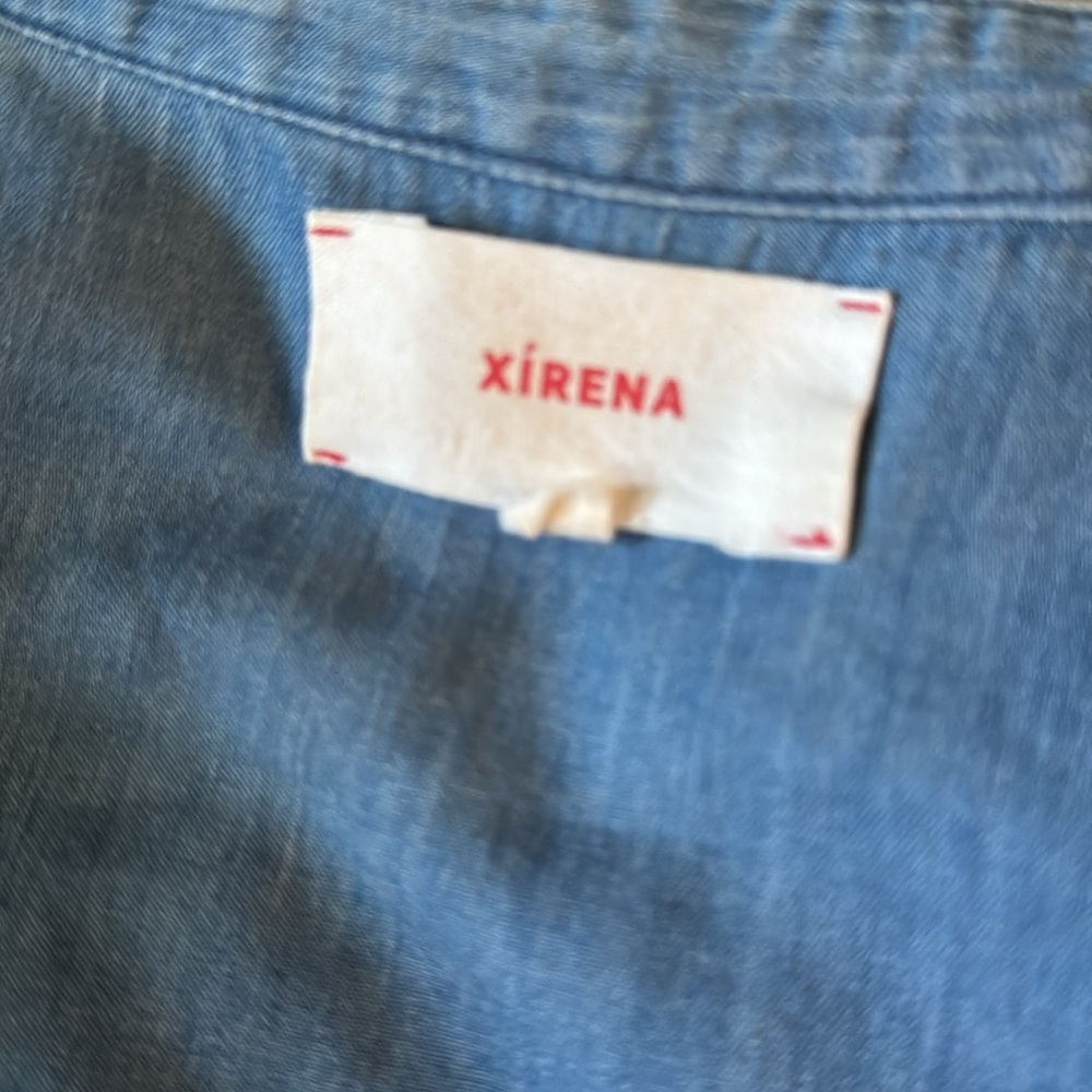 XiRENA Blue Button Down Ruffle Shirt - Picture 5 of 7